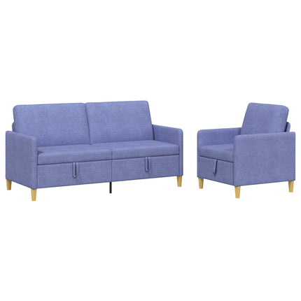 Soffgrupp med förvaring 2 st Jeansblå Polyester