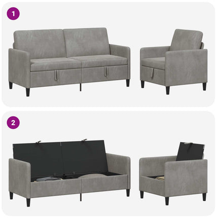 Soffgrupp med förvaring 2 st Ljusgrå Polyester