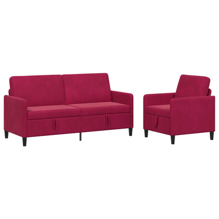 Soffgrupp med förvaring 2 st Vinröd Polyester
