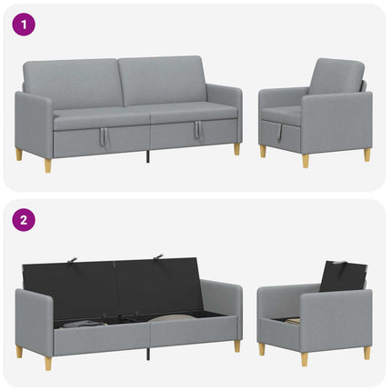 Soffgrupp med förvaring 2 pcs Ljusgrå Polyester