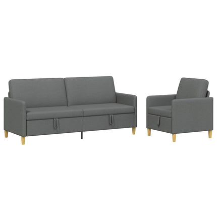 Soffgrupp med förvaring 2 pcs Mörkgrå Polyester