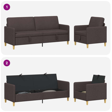 Soffgrupp med förvaring 2 st Mörkbrun Polyester