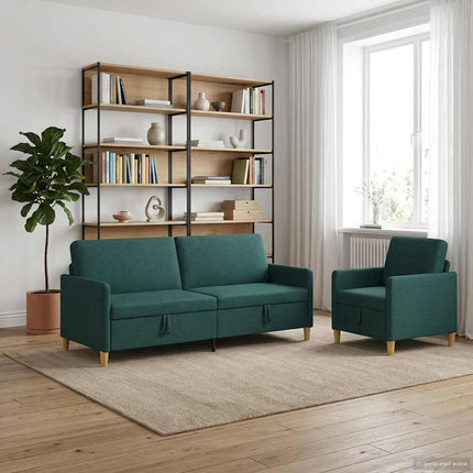 Soffgrupp med förvaring 2 st Mörkgrön Polyester