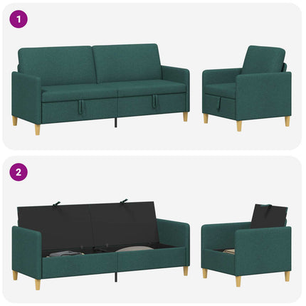 Soffgrupp med förvaring 2 pcs Mörkgrön Polyester