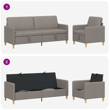 Soffgrupp med förvaring 2 st Taupe Polyester