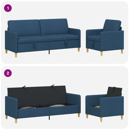 Soffgrupp med förvaring 2 pcs Blå Polyester