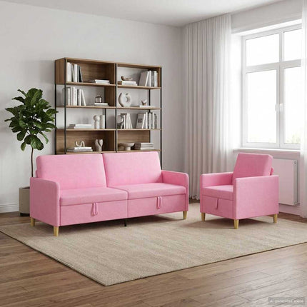 Soffgrupp med förvaring 2 pcs Rosa Polyester