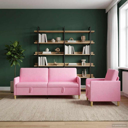 Soffgrupp med förvaring 2 pcs Rosa Polyester