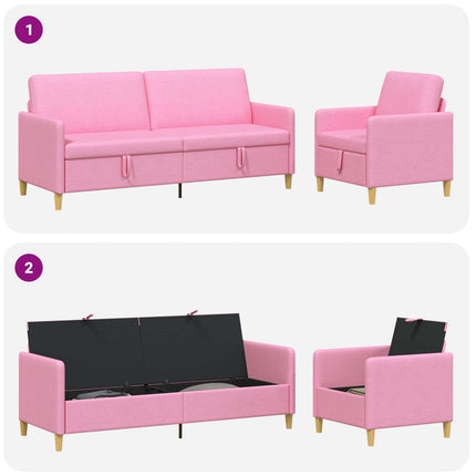 Soffgrupp med förvaring 2 pcs Rosa Polyester