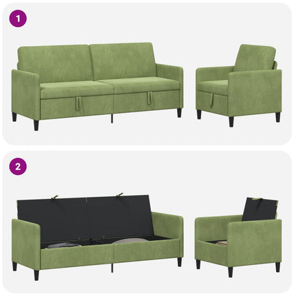Soffgrupp med förvaring 2 st Ljusgrön Polyester