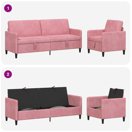 Soffgrupp med förvaring 2 st Rosa Polyester