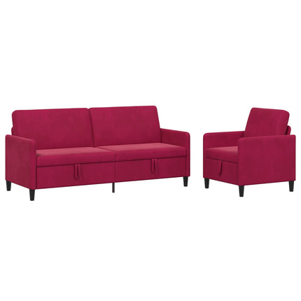 Soffgrupp med förvaring 2 st Vinröd Polyester