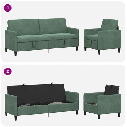 Soffgrupp med förvaring 2 st Havgrön Polyester