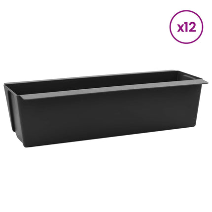 Blomlådor för Euro-pallar 12 pcs Svart 36 x 13,5 x 9,5 cm