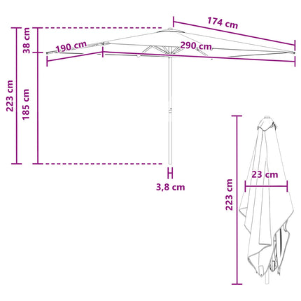 Trädgårdsparasol med Ställ 200 x 300 cm Polyester Rektangulär
