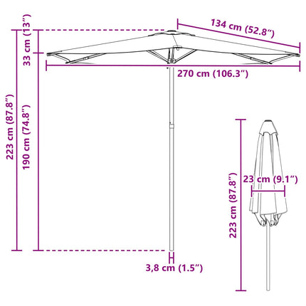 Trädgårdsparasol med Ställ 270 x 270 cm Polyester Rektangulär