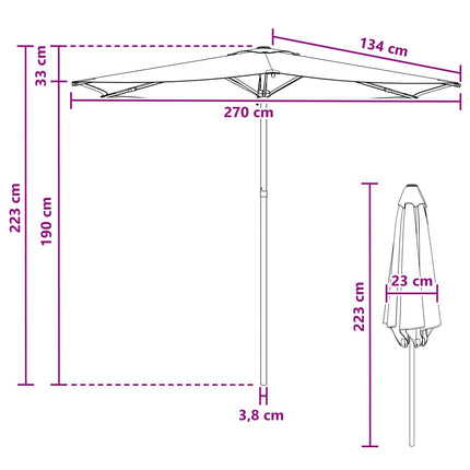 Trädgårdsparasol med Ställ 270 x 270 cm Polyester Rektangulär