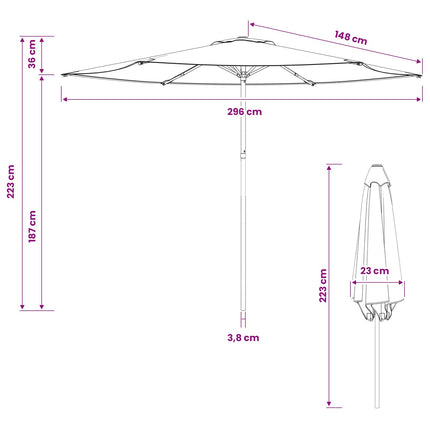 Trädgårdsparasol med Ställ 300 x 300 cm Polyester Rektangulär