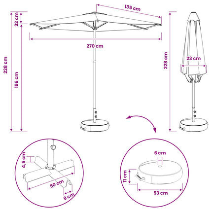 Trädgårdsparasol med Ställ 270 x 270 cm Polyester Rektangulär