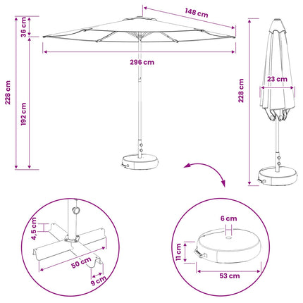 Trädgårdsparasol med Ställ 300 x 300 cm Polyester Rektangulär