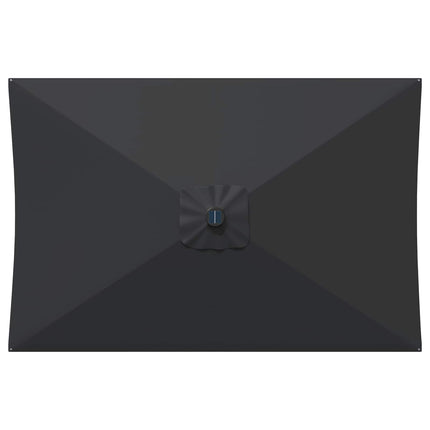 Trädgårdsparasol med LED-lampor och bas 200 x 300 cm Polyester