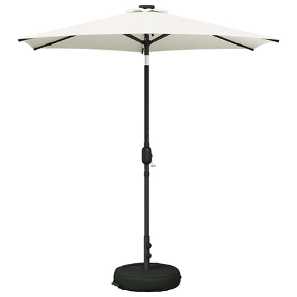 Trädgårdsparasol med LED-lampor och bas 230 x 230 cm Polyester
