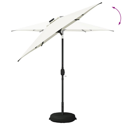 Trädgårdsparasol med LED-lampor och bas 230 x 230 cm Polyester