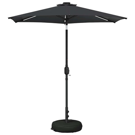 Trädgårdsparasol med LED-lampor och bas 230 x 230 cm Polyester