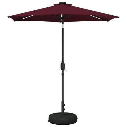 Trädgårdsparasol med LED-lampor och bas 230 x 230 cm Polyester