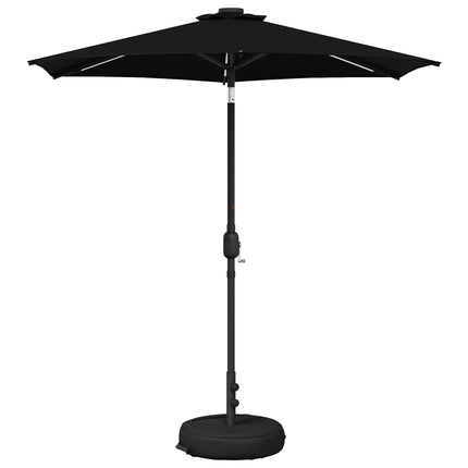 Trädgårdsparasol med LED-lampor och bas 230 x 230 cm Polyester
