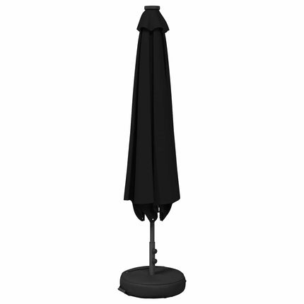 Trädgårdsparasol med LED-lampor och bas 230 x 230 cm Polyester