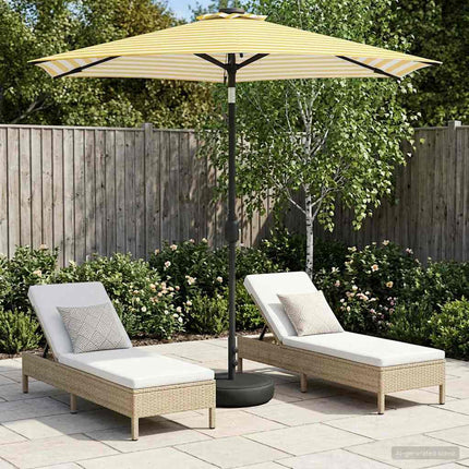 Trädgårdsparasol med LED-lampor och bas 230 x 230 cm Polyester