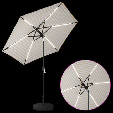 Trädgårdsparasol med LED-lampor och bas 230 x 230 cm Polyester