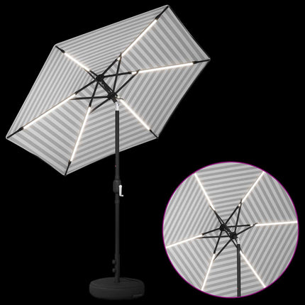 Trädgårdsparasol med LED-lampor och bas 230 x 230 cm Polyester