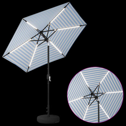 Trädgårdsparasol med LED-lampor och bas 230 x 230 cm Polyester