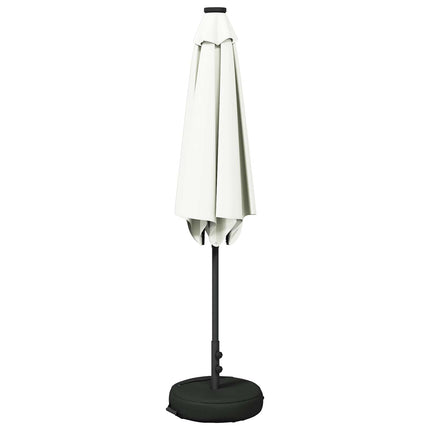 Trädgårdsparasol med LED-lampor och bas 270 x 270 cm Polyester