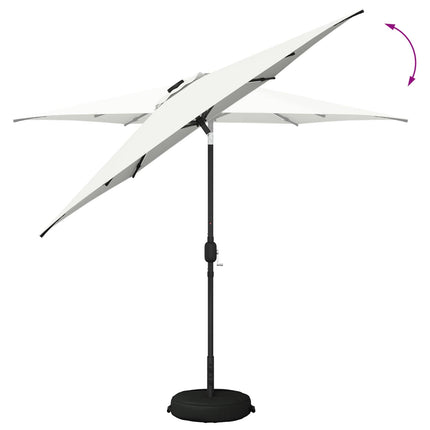 Trädgårdsparasol med LED-lampor och bas 270 x 270 cm Polyester