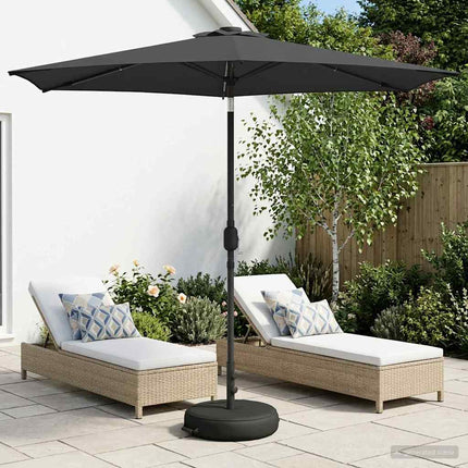 Trädgårdsparasol med LED-lampor och bas 270 x 270 cm Polyester