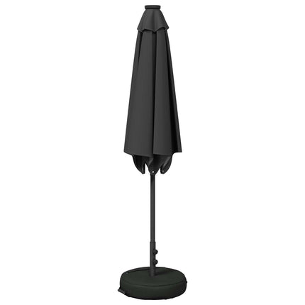Trädgårdsparasol med LED-lampor och bas 270 x 270 cm Polyester