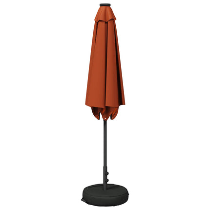 Trädgårdsparasol med LED-lampor och bas 270 x 270 cm Polyester