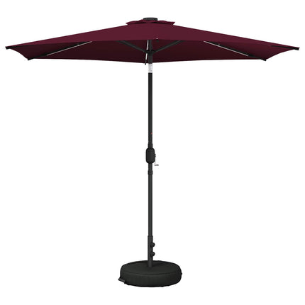 Trädgårdsparasol med LED-lampor och bas 270 x 270 cm Polyester