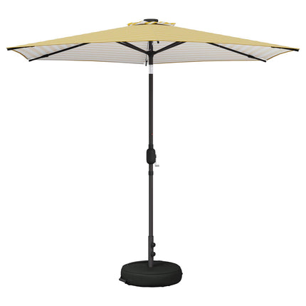 Trädgårdsparasol med LED-lampor och bas 270 x 270 cm Polyester