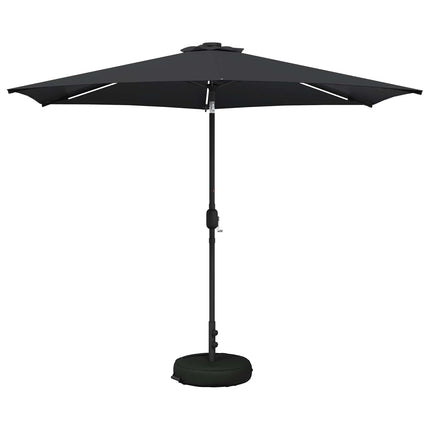 Trädgårdsparasol med LED-lampor och bas 300 x 300 cm Polyester