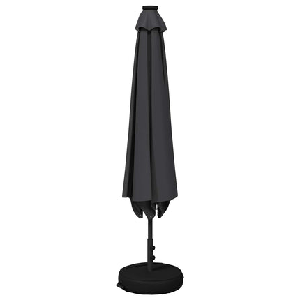 Trädgårdsparasol med LED-lampor och bas 300 x 300 cm Polyester