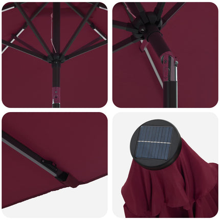 Trädgårdsparasol med LED-lampor och bas 300 x 300 cm Polyester