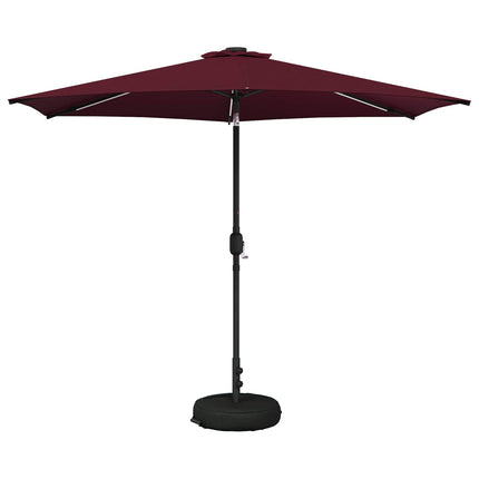 Trädgårdsparasol med LED-lampor och bas 300 x 300 cm Polyester