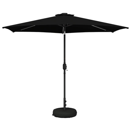 Trädgårdsparasol med LED-lampor och bas 300 x 300 cm Polyester