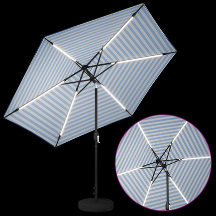 Trädgårdsparasol med LED-lampor och bas 300 x 300 cm Polyester