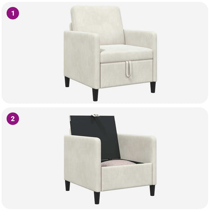 Soffa med förvaring Gräddvit 72 x 78 x 87 cm Polyester