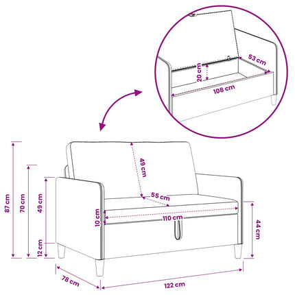 Soffa med förvaring Svart 122 x 78 x 87 cm Polyester